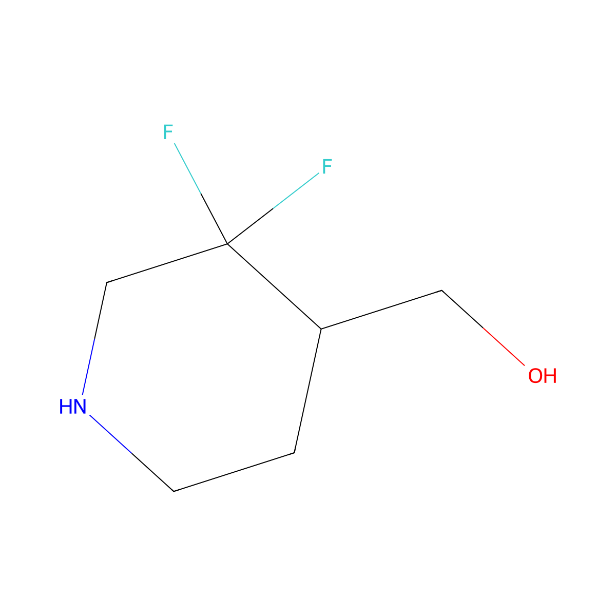 (3,3-Difluoropiperidin-4-YL)methanol molecular structure, CAS 1258638-14-0