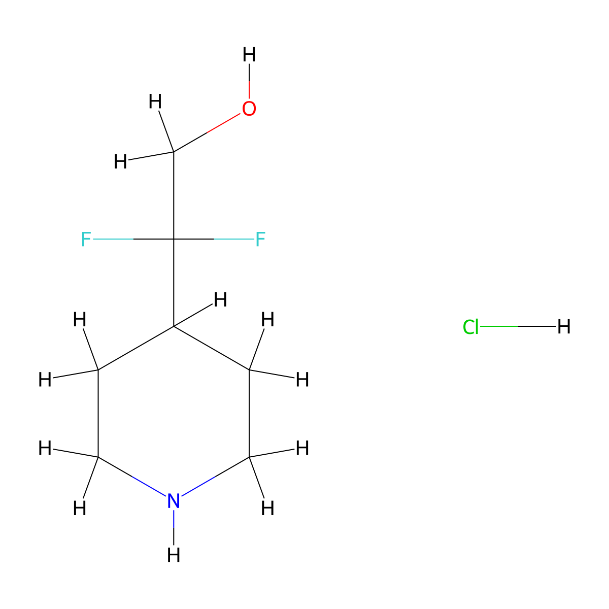 2,2-Difluoro-2-(piperidin-4-yl)ethan-1-ol hydrochloride molecular structure, CAS 1258638-19-5