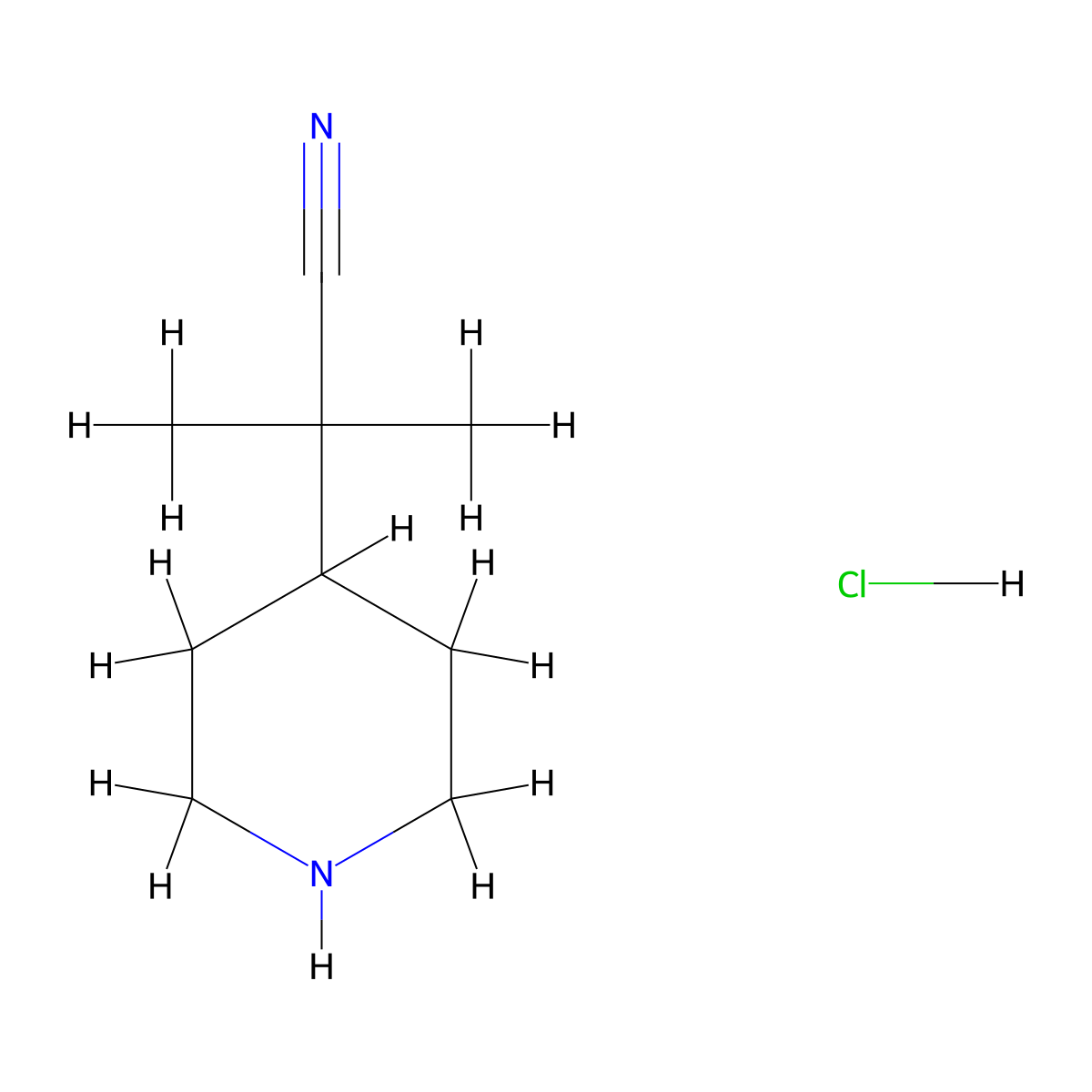 2-Methyl-2-(piperidin-4-yl)propanenitrile hydrochloride molecular structure, CAS 1258638-34-4