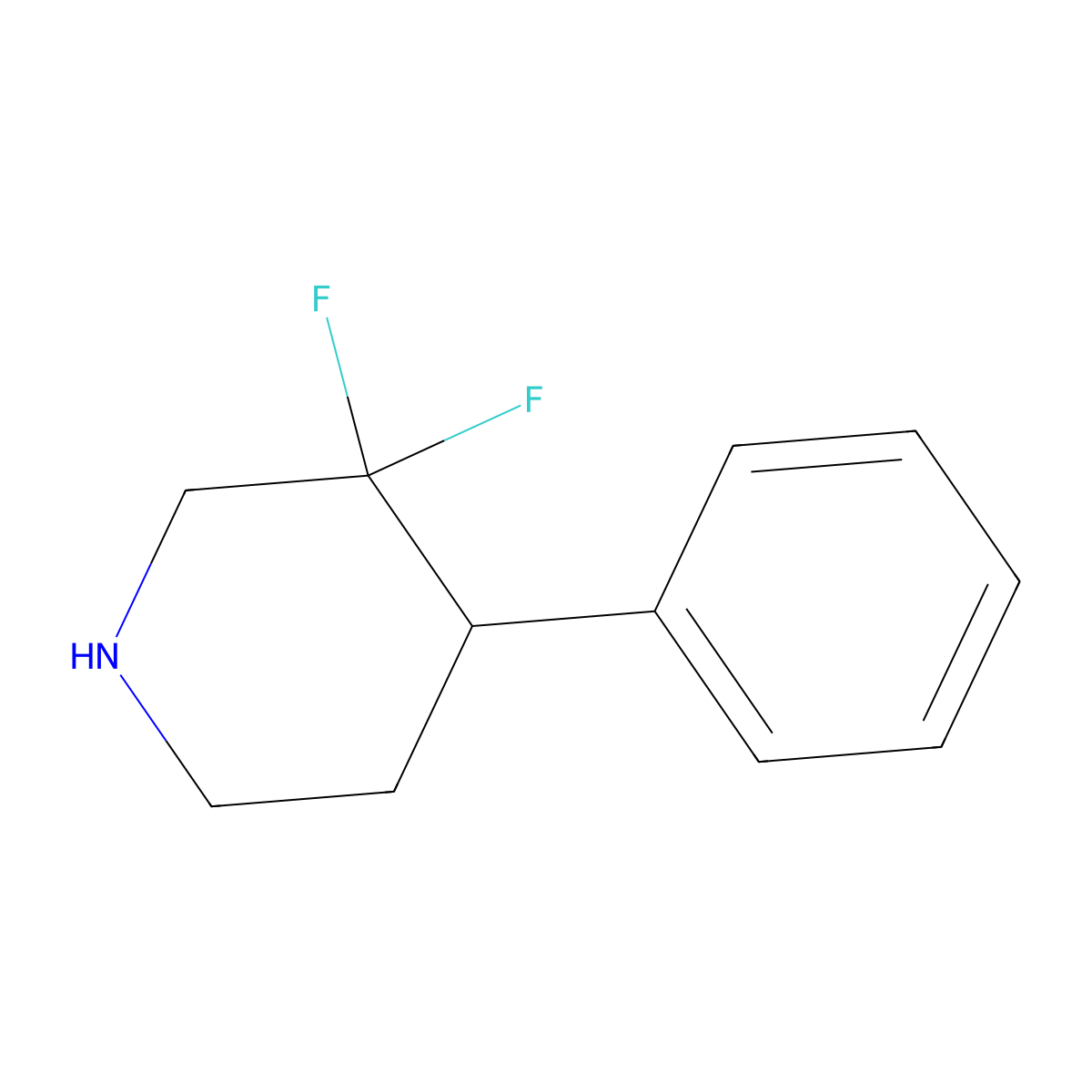 3,3-Difluoro-4-phenylpiperidine molecular structure, CAS 1258638-40-2