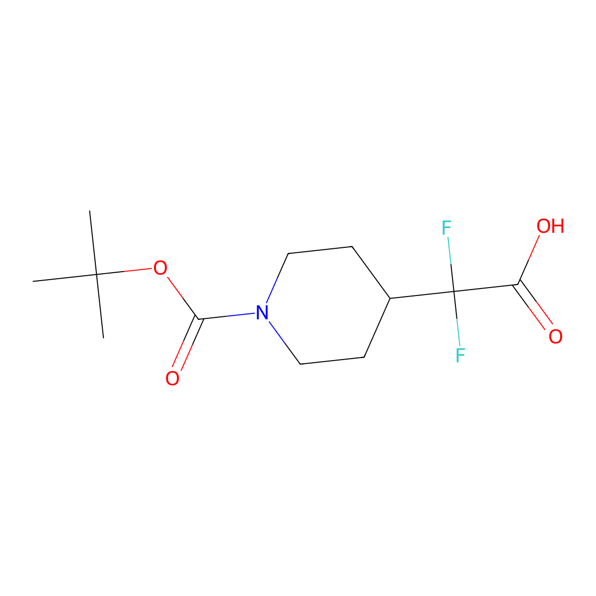 2-{1-[(Tert-butoxy)carbonyl]piperidin-4-yl}-2,2-difluoroacetic acid molecular structure, CAS 1258638-62-8