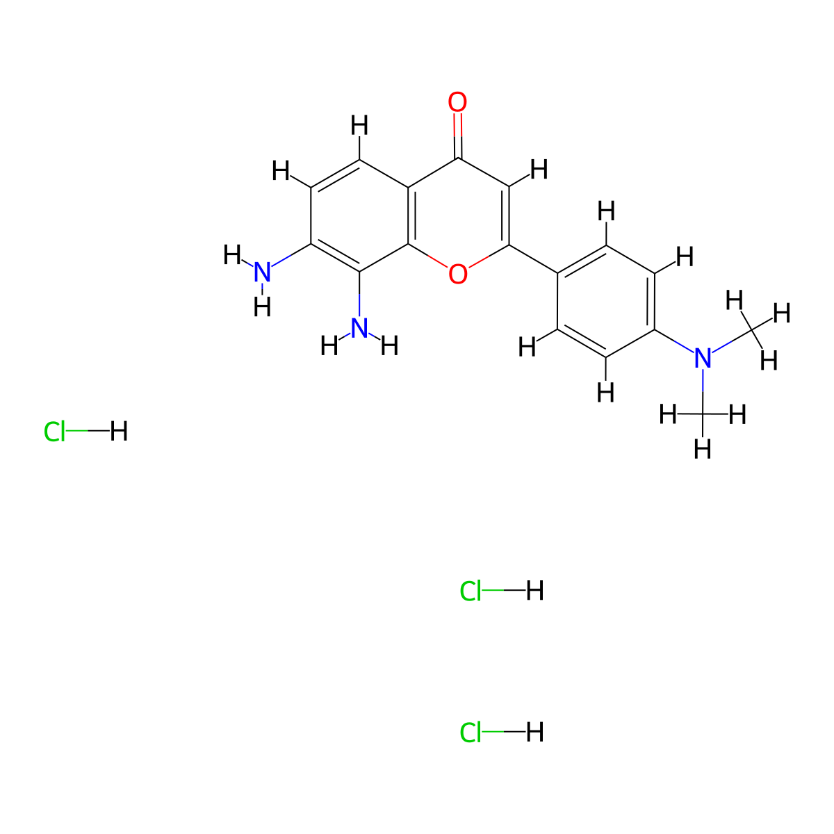7,8-Diamino-2-(4-(dimethylamino)phenyl)-4H-chromen-4-one trihydrochloride molecular structure, CAS 1258638-65-1
