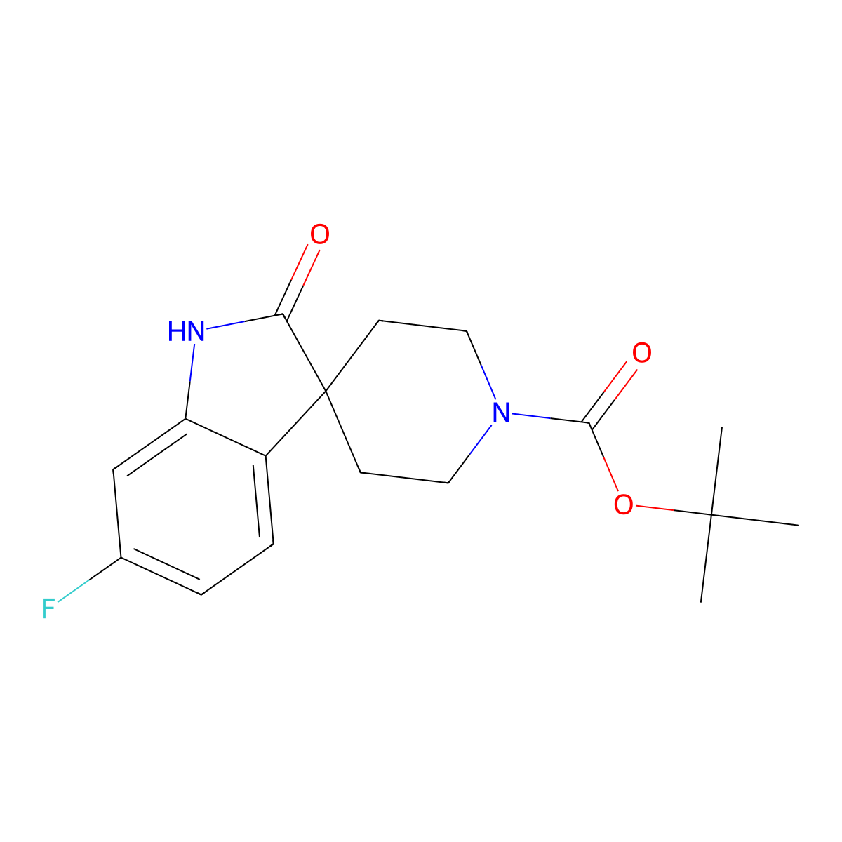 tert-Butyl 6-fluoro-2-oxospiro[indoline-3,4'-piperidine]-1'-carboxylate molecular structure, CAS 1258638-81-1