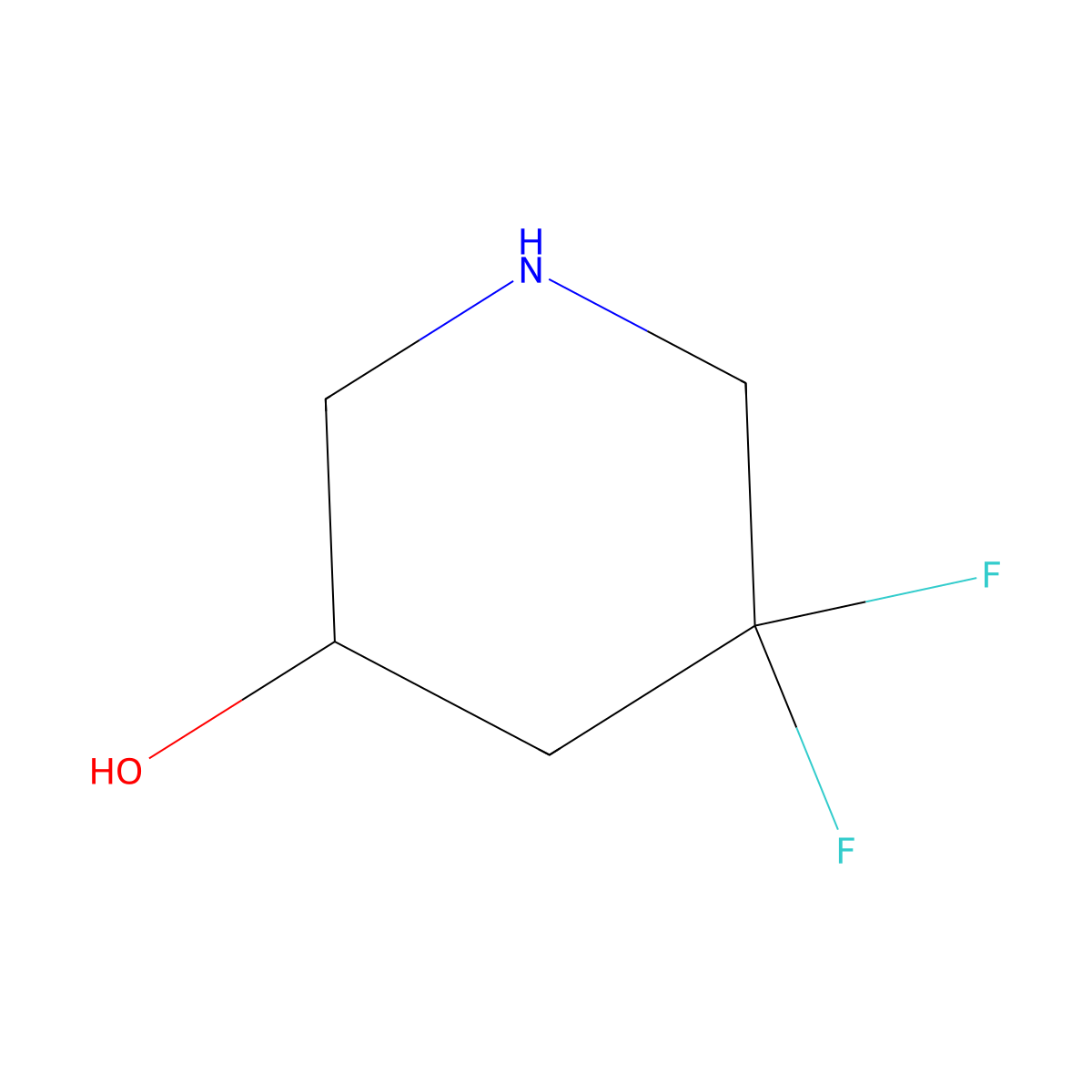 5,5-Difluoropiperidin-3-ol molecular structure, CAS 1258639-09-6