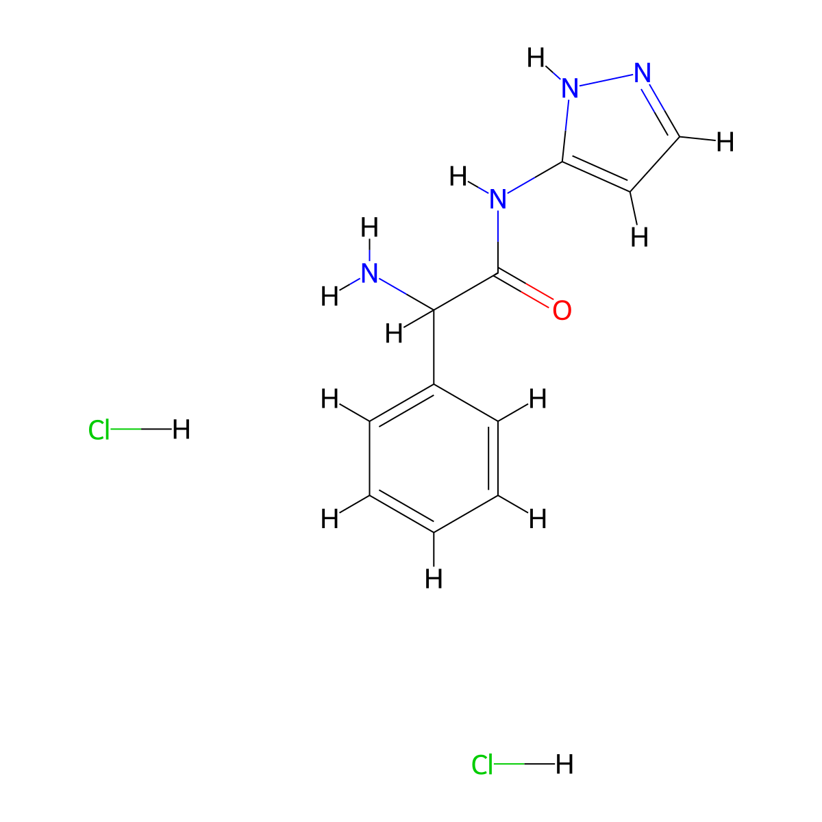 2-amino-2-phenyl-N-(1H-pyrazol-3-yl)acetamide dihydrochloride molecular structure, CAS 1258639-27-8