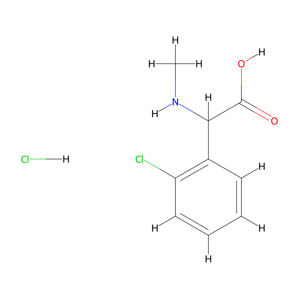 2-(2-Chlorophenyl)-2-(methylamino)acetic acid hydrochloride molecular structure, CAS 1258639-29-0