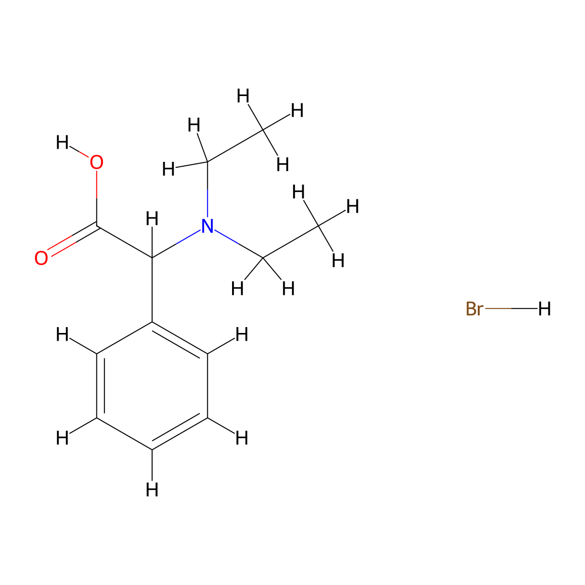 2-(Diethylamino)-2-phenylacetic acid hydrobromide molecular structure, CAS 1258639-34-7