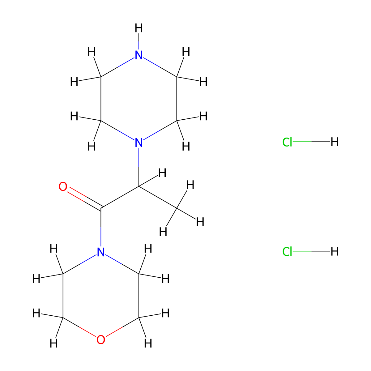 1-(Morpholin-4-yl)-2-(piperazin-1-yl)propan-1-one dihydrochloride molecular structure, CAS 1258639-36-9