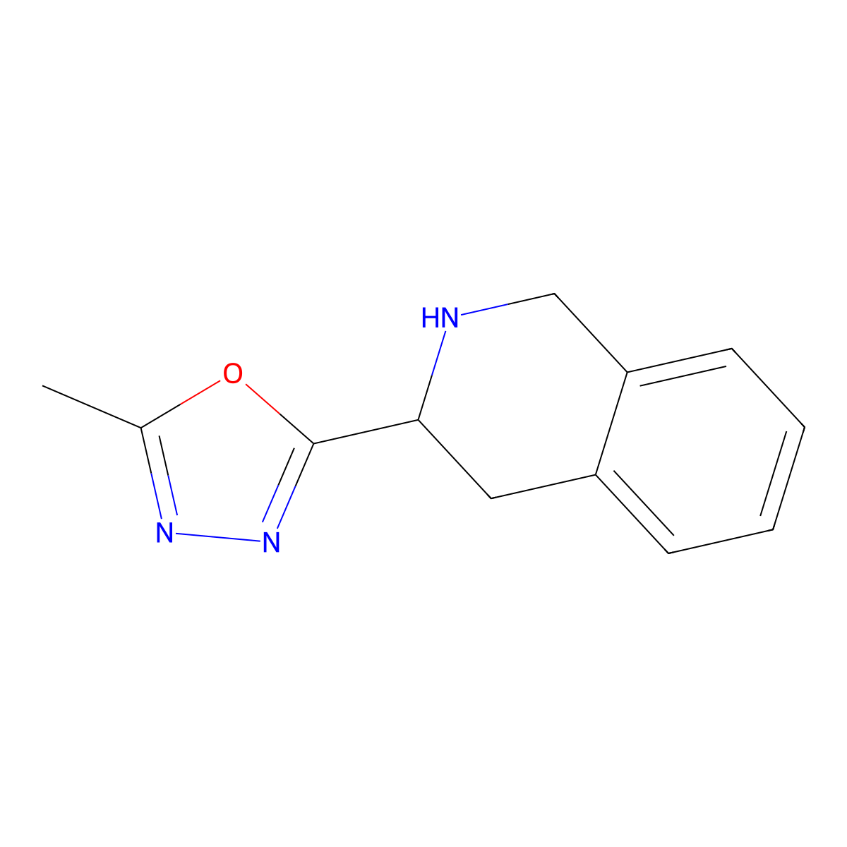 3-(5-Methyl-1,3,4-oxadiazol-2-yl)-1,2,3,4-tetrahydroisoquinoline molecular structure, CAS 1258639-40-5