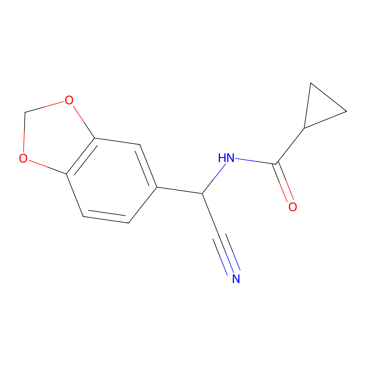 N-[2H-1,3-benzodioxol-5-yl(cyano)methyl]cyclopropanecarboxamide molecular structure, CAS 1258639-41-6