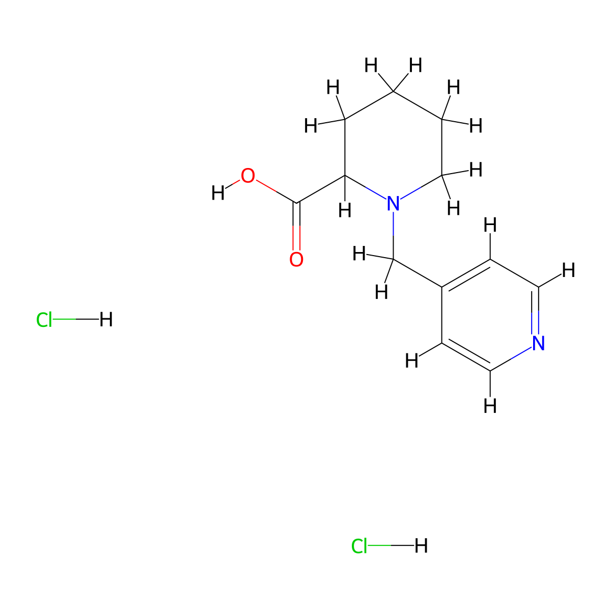1-(Pyridin-4-ylmethyl)piperidine-2-carboxylic acid dihydrochloride molecular structure, CAS 1258639-50-7