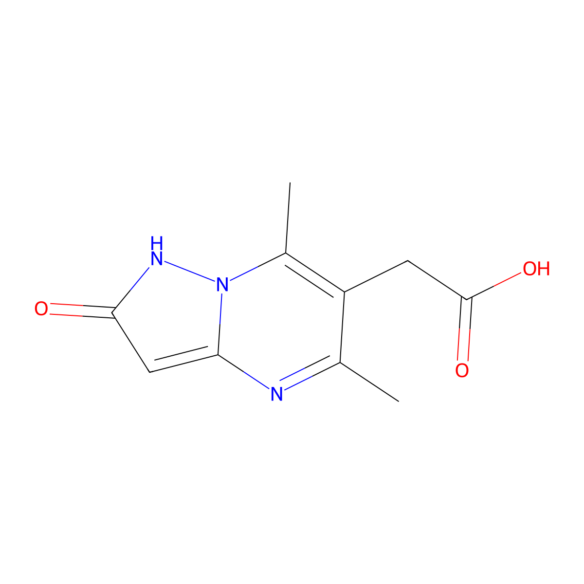 2-{5,7-dimethyl-2-oxo-1H,2H-pyrazolo[1,5-a]pyrimidin-6-yl}acetic acid molecular structure, CAS 1258639-52-9