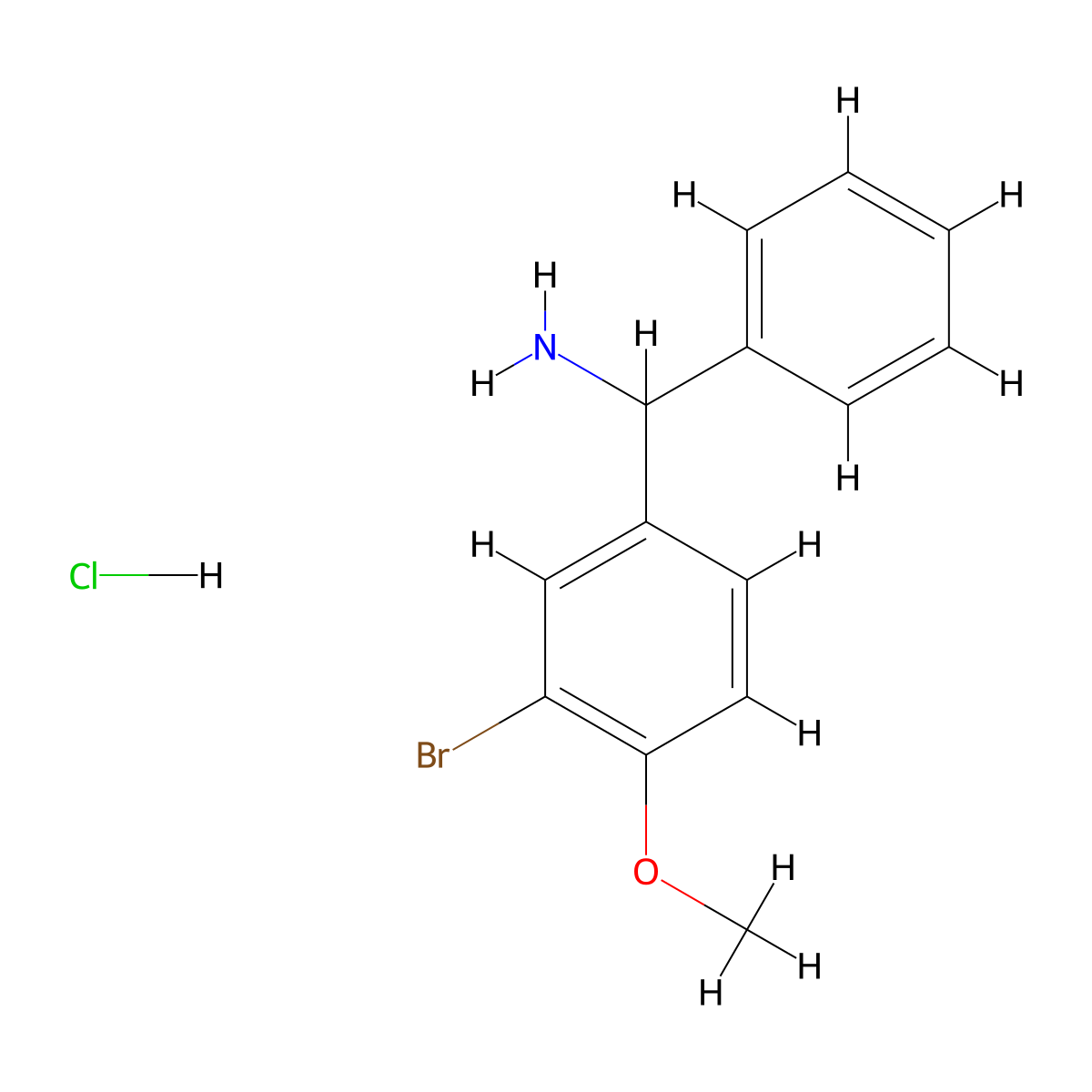 (3-Bromo-4-methoxyphenyl)(phenyl)methanamine hydrochloride molecular structure, CAS 1258639-55-2
