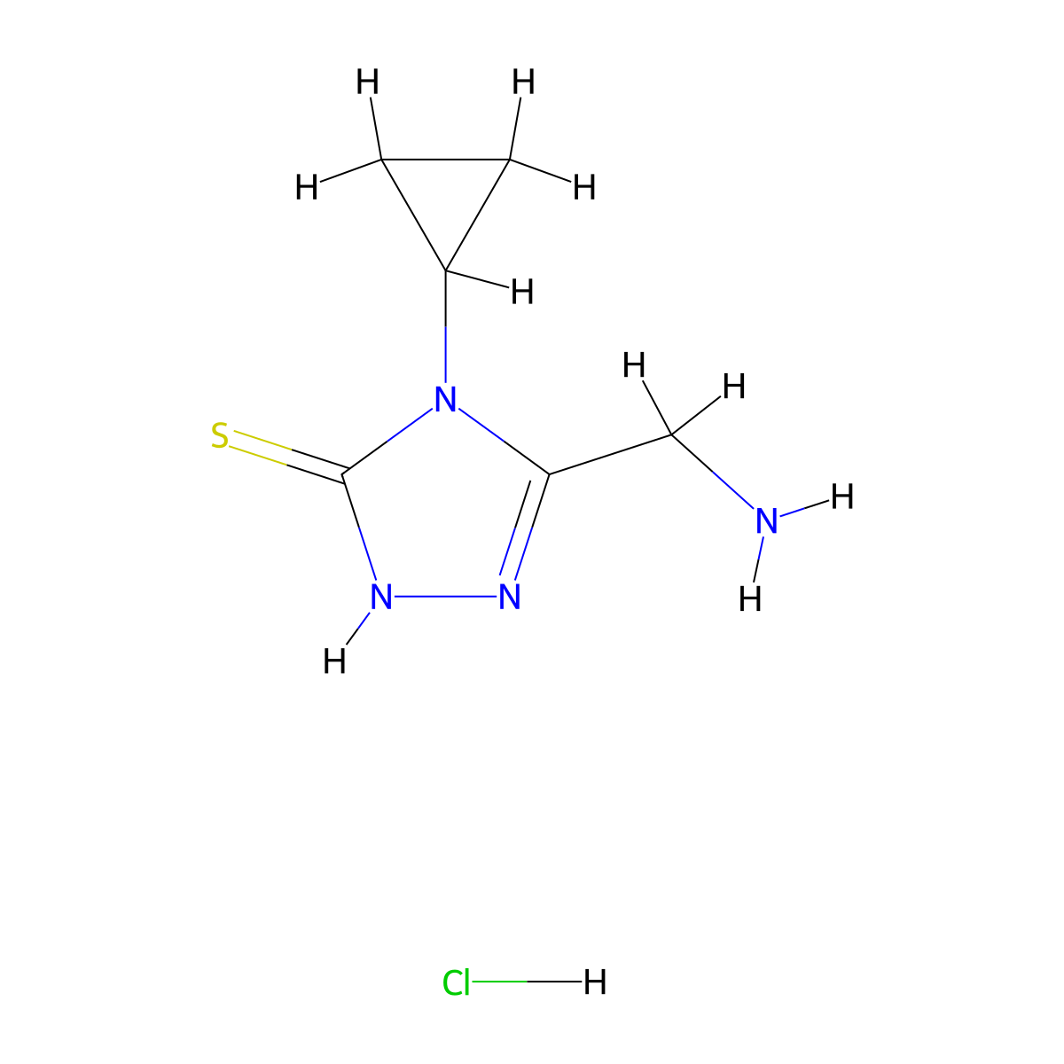5-(aminomethyl)-4-cyclopropyl-4H-1,2,4-triazole-3-thiol hydrochloride molecular structure, CAS 1258639-59-6
