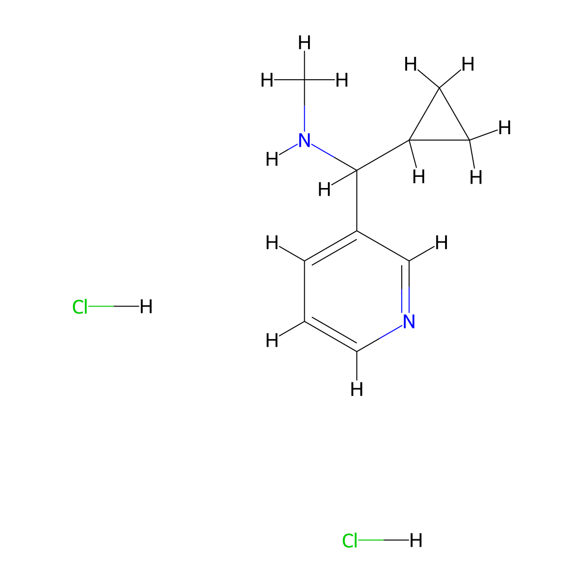 [Cyclopropyl(pyridin-3-yl)methyl](methyl)amine dihydrochloride molecular structure, CAS 1258639-61-0