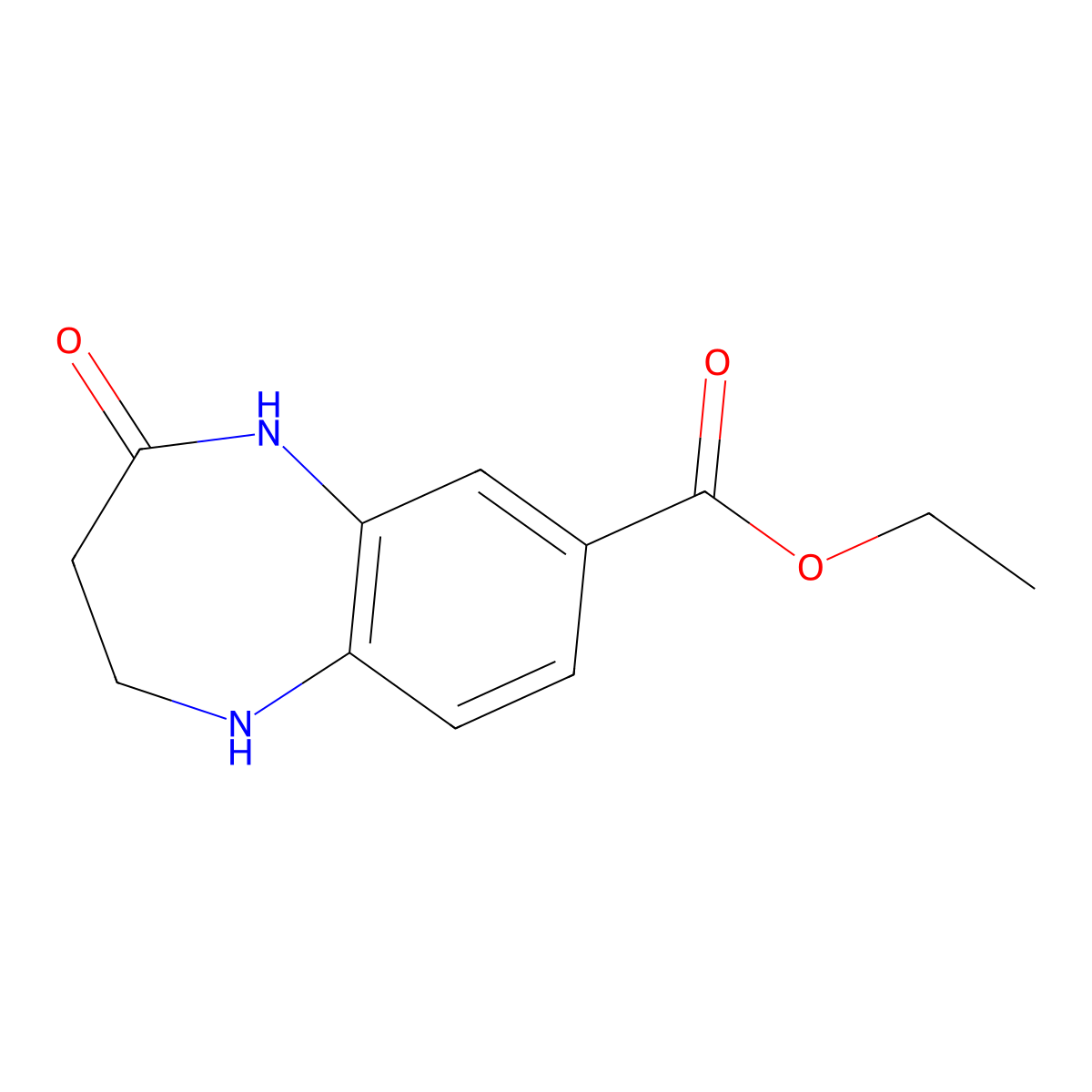 ethyl 4-oxo-2,3,4,5-tetrahydro-1H-1,5-benzodiazepine-7-carboxylate molecular structure, CAS 1258639-63-2