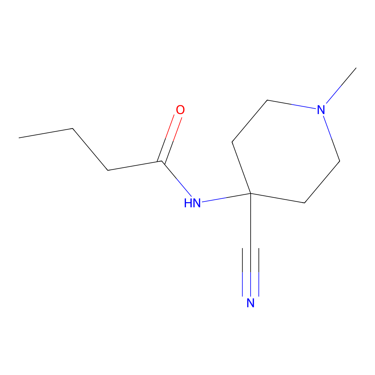 N-(4-cyano-1-methylpiperidin-4-yl)butanamide molecular structure, CAS 1258639-65-4