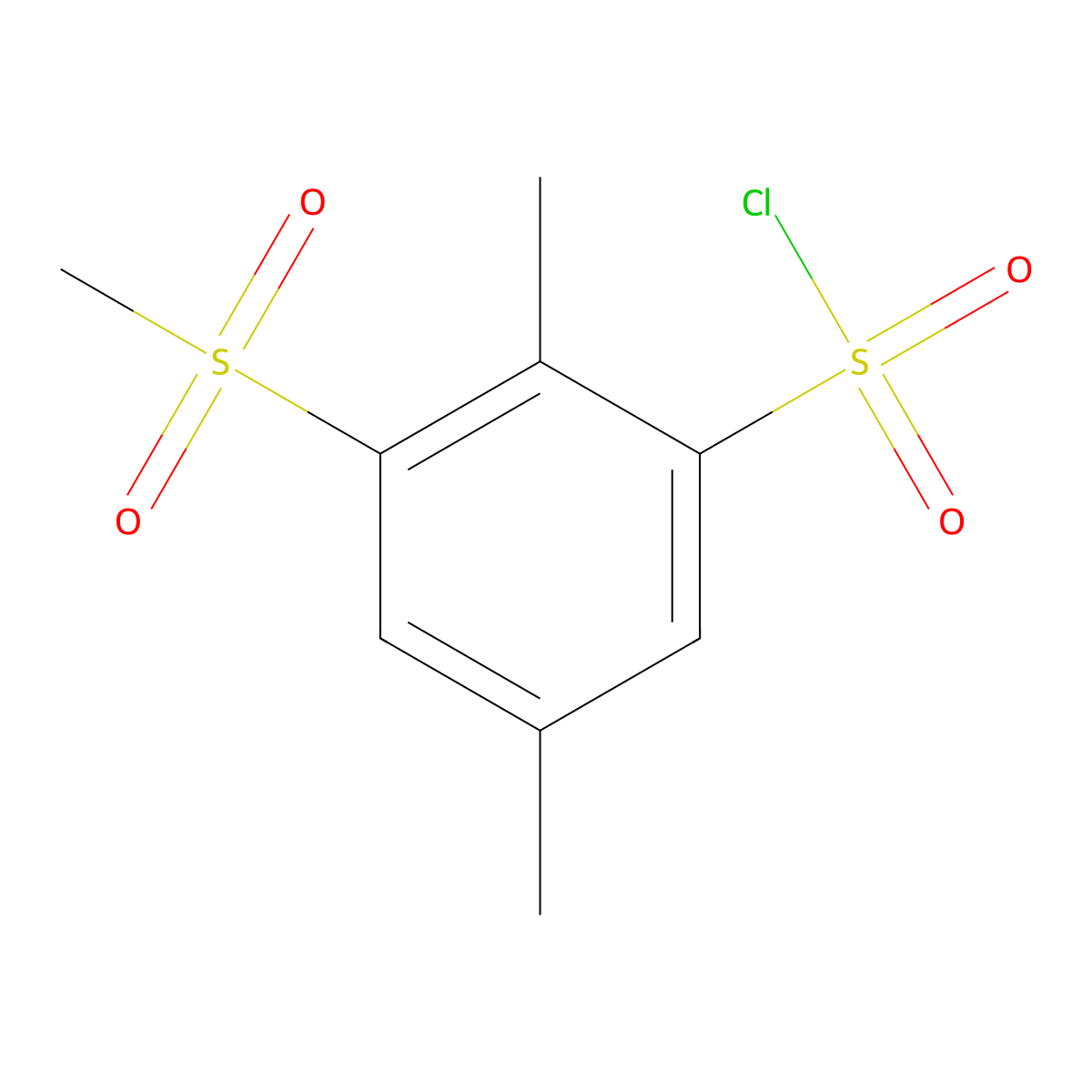 3-Methanesulfonyl-2,5-dimethylbenzene-1-sulfonyl chloride molecular structure, CAS 1258639-68-7