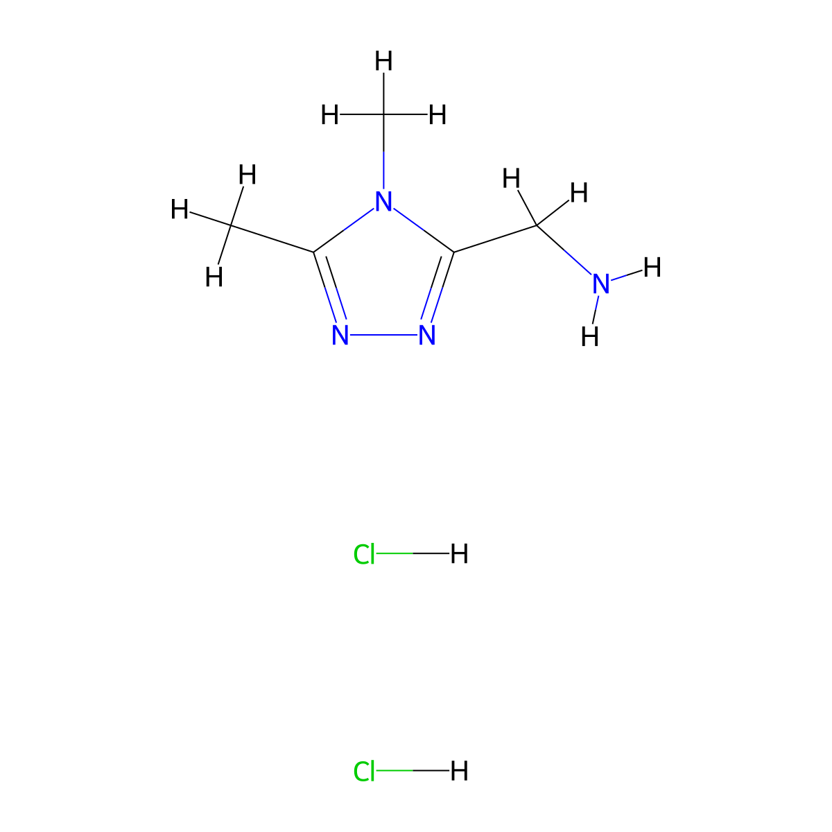 (dimethyl-4H-1,2,4-triazol-3-yl)methanamine dihydrochloride molecular structure, CAS 1258639-69-8