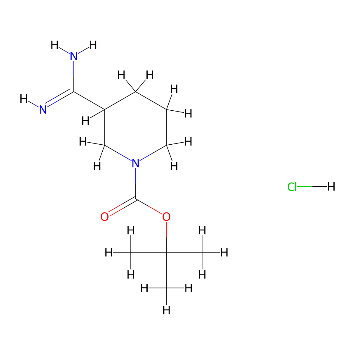Tert-butyl 3-carbamimidoylpiperidine-1-carboxylate hydrochloride molecular structure, CAS 1258639-71-2
