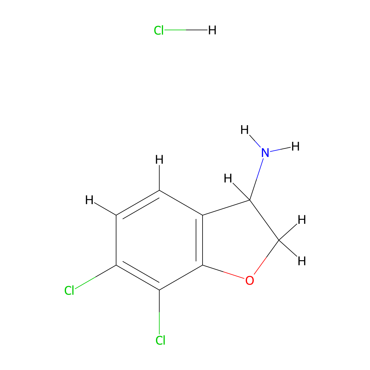 6,7-Dichloro-2,3-dihydro-1-benzofuran-3-amine hydrochloride molecular structure, CAS 1258639-72-3