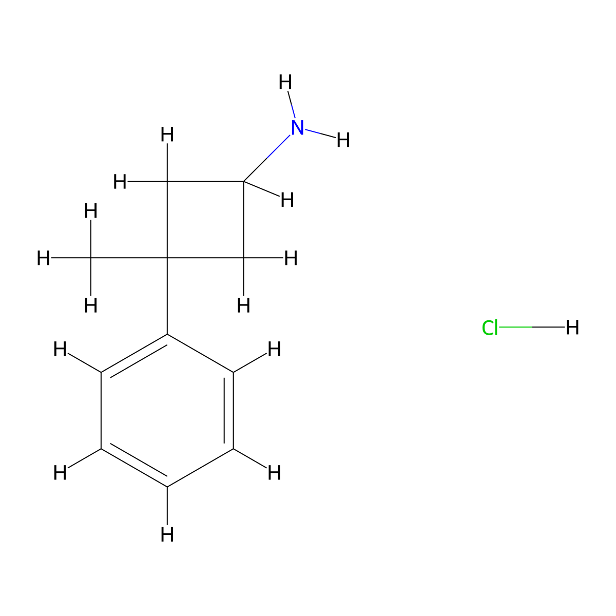 3-Methyl-3-phenylcyclobutan-1-amine hydrochloride molecular structure, CAS 1258639-74-5