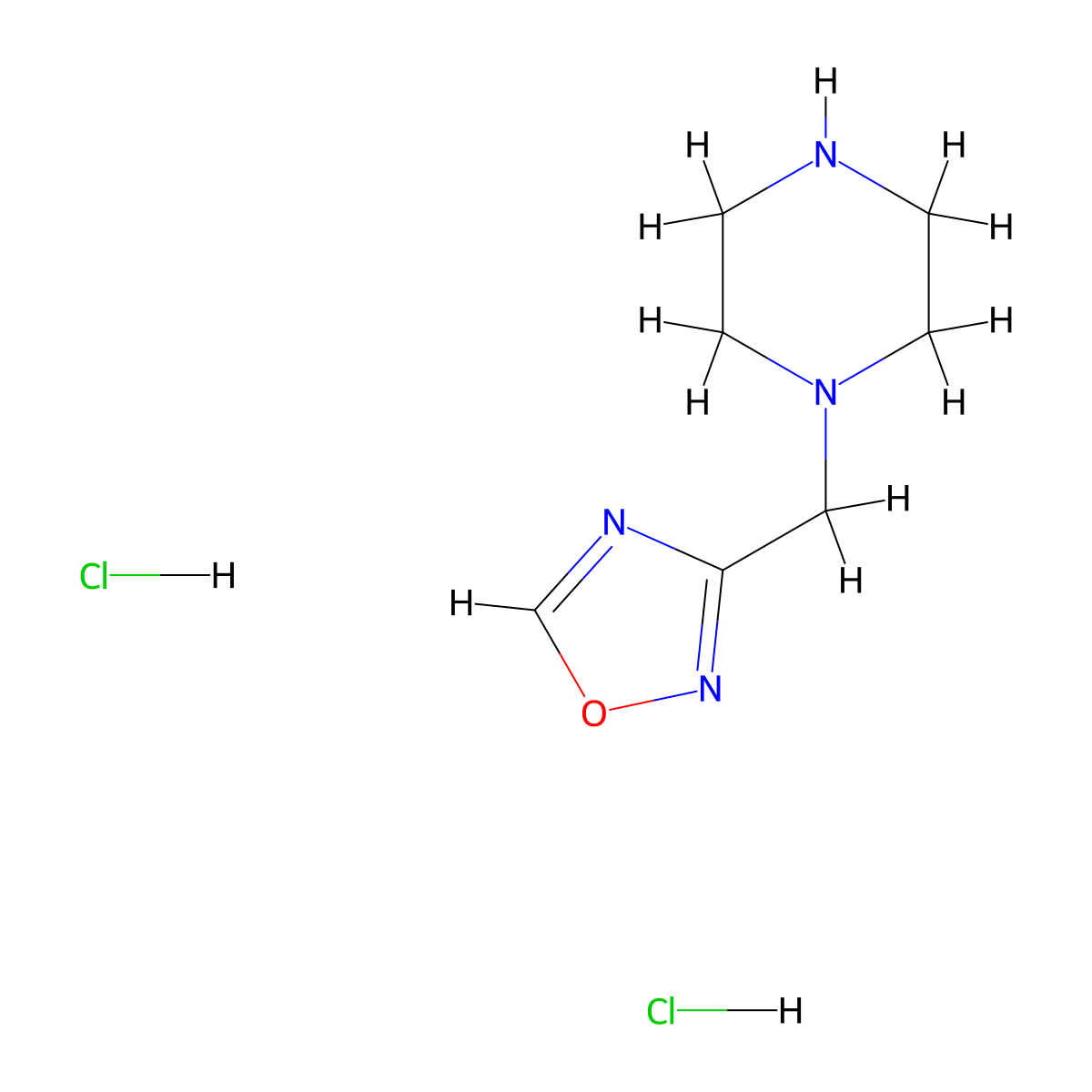 1-(1,2,4-Oxadiazol-3-ylmethyl)piperazine dihydrochloride molecular structure, CAS 1258639-75-6