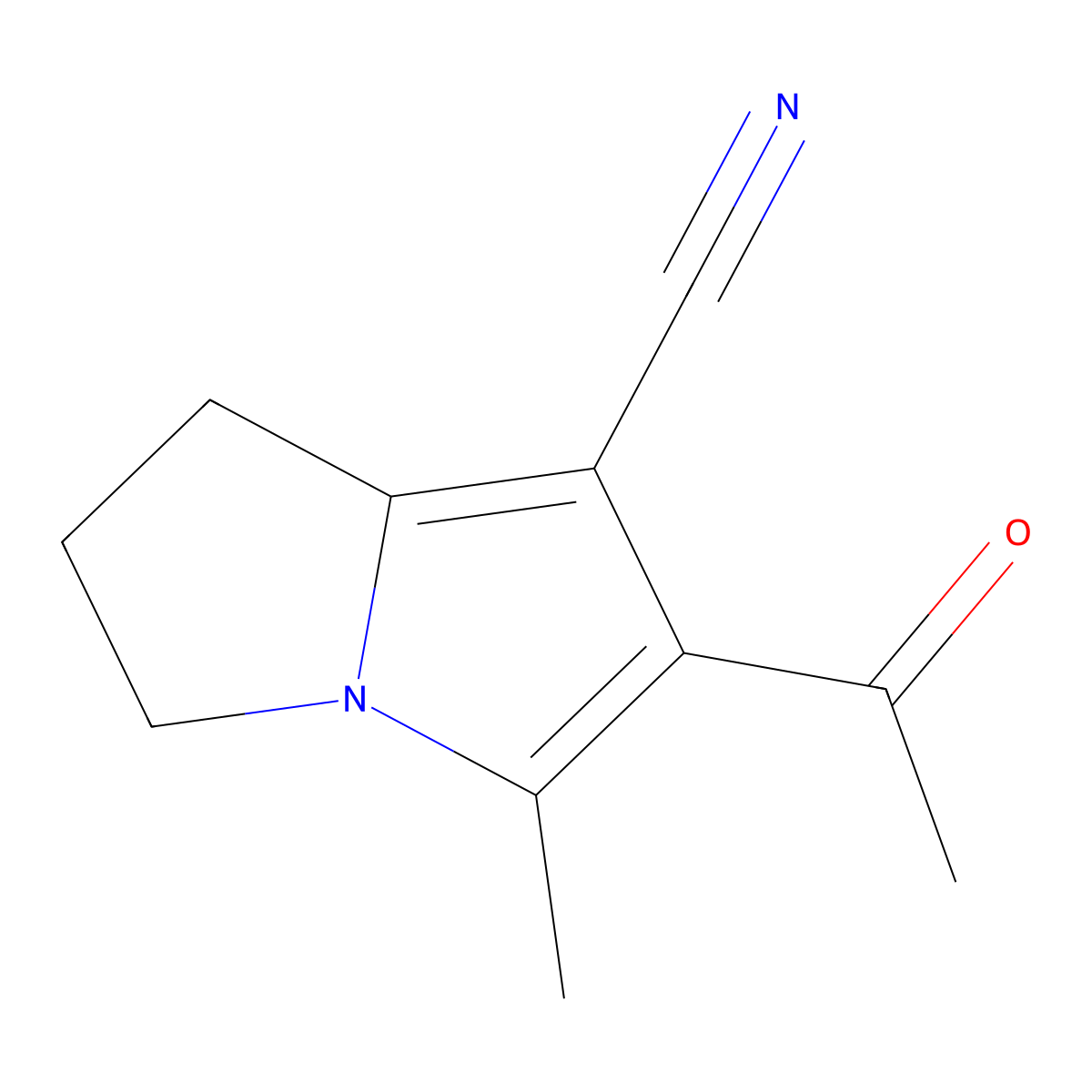 6-acetyl-5-methyl-2,3-dihydro-1H-pyrrolizine-7-carbonitrile molecular structure, CAS 1258639-76-7