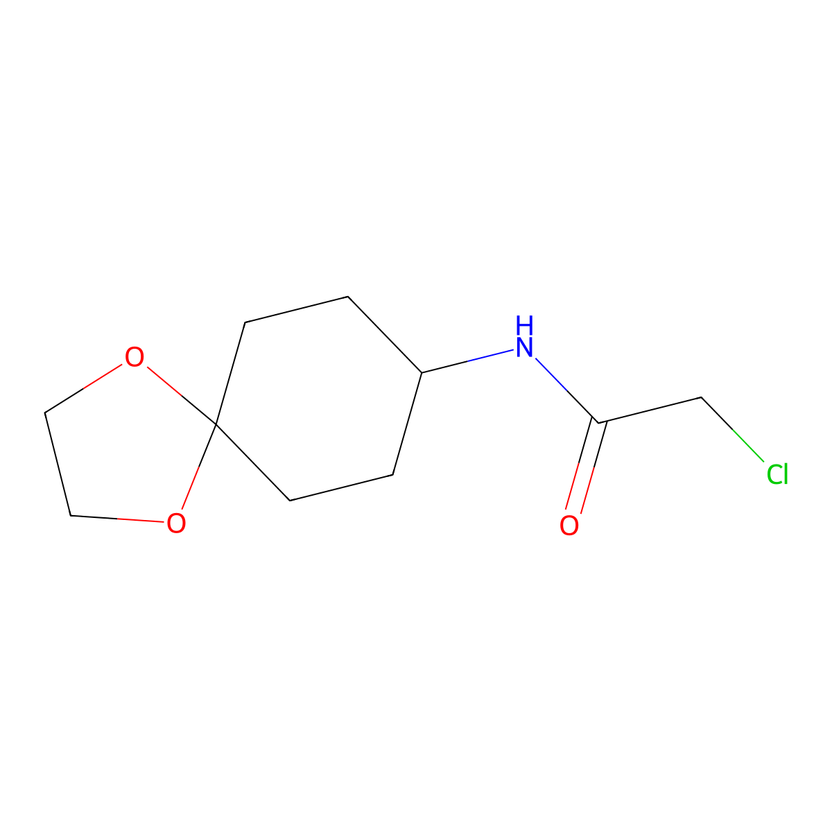 2-chloro-N-{1,4-dioxaspiro[4.5]decan-8-yl}acetamide molecular structure, CAS 1258639-81-4