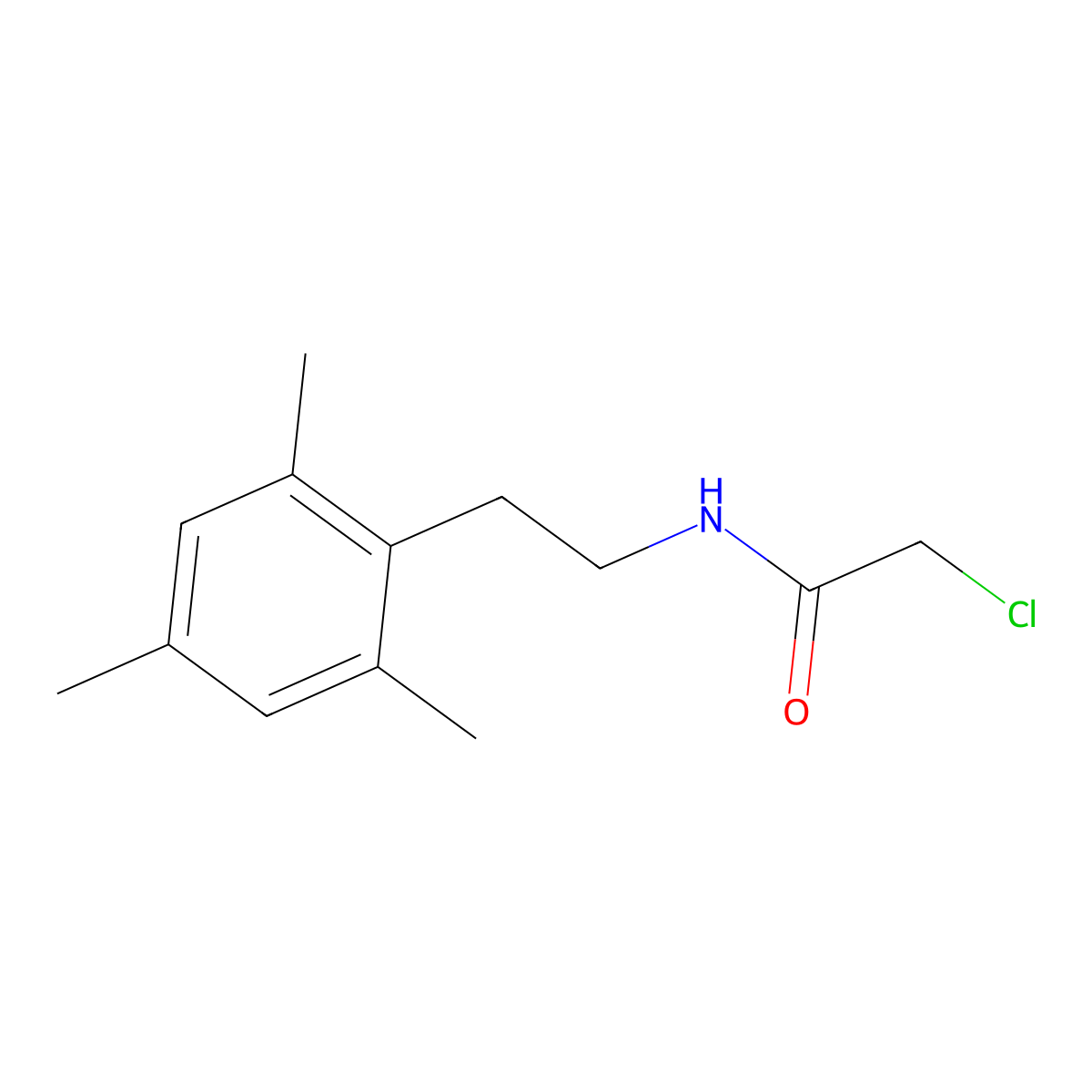 2-chloro-N-[2-(2,4,6-trimethylphenyl)ethyl]acetamide molecular structure, CAS 1258639-84-7