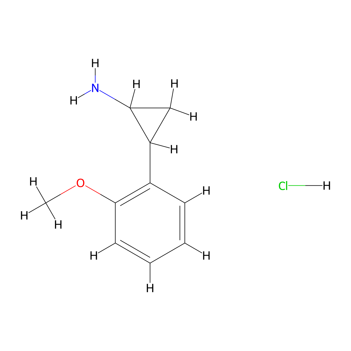 2-(2-Methoxyphenyl)cyclopropan-1-amine hydrochloride molecular structure, CAS 1258639-88-1