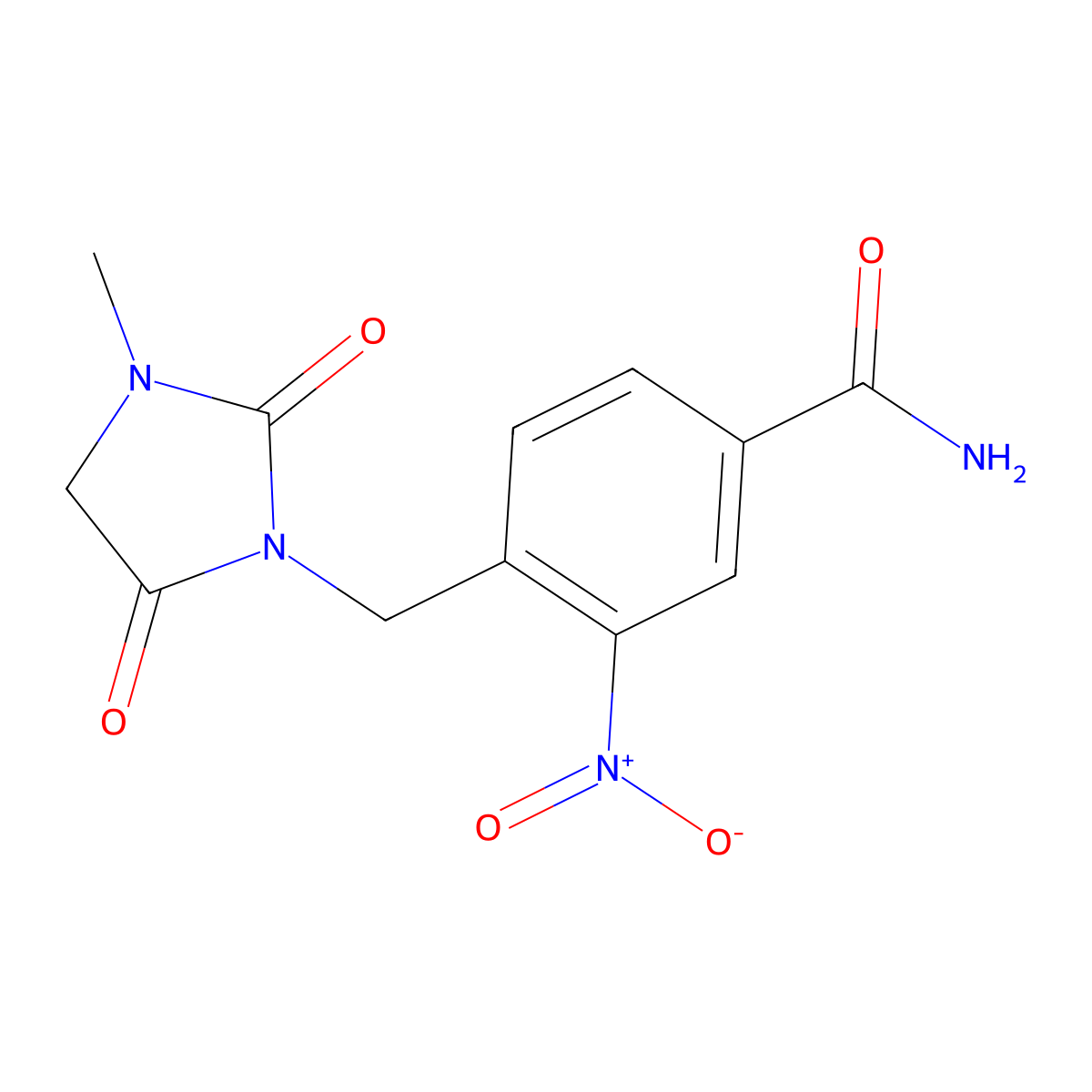 4-[(3-Methyl-2,5-dioxoimidazolidin-1-yl)methyl]-3-nitrobenzamide molecular structure, CAS 1258639-89-2