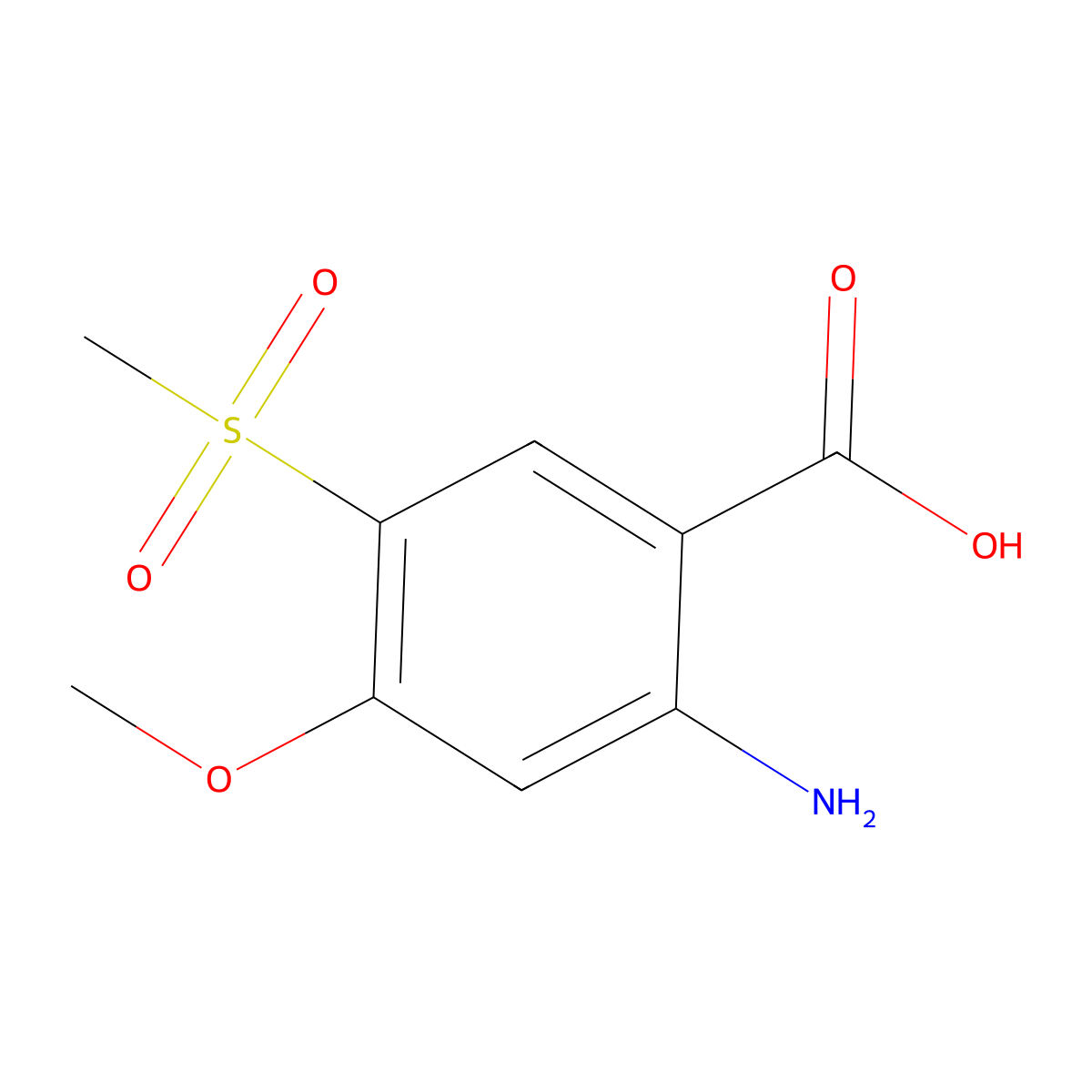 2-Amino-5-methanesulfonyl-4-methoxybenzoic acid molecular structure, CAS 1258639-90-5