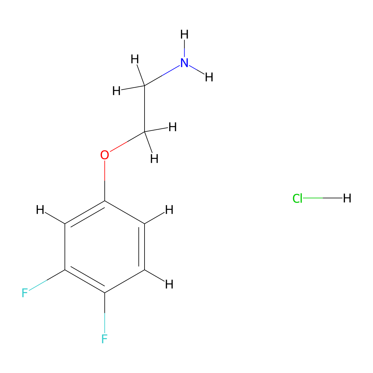 4-(2-Aminoethoxy)-1,2-difluorobenzene hydrochloride molecular structure, CAS 1258639-91-6