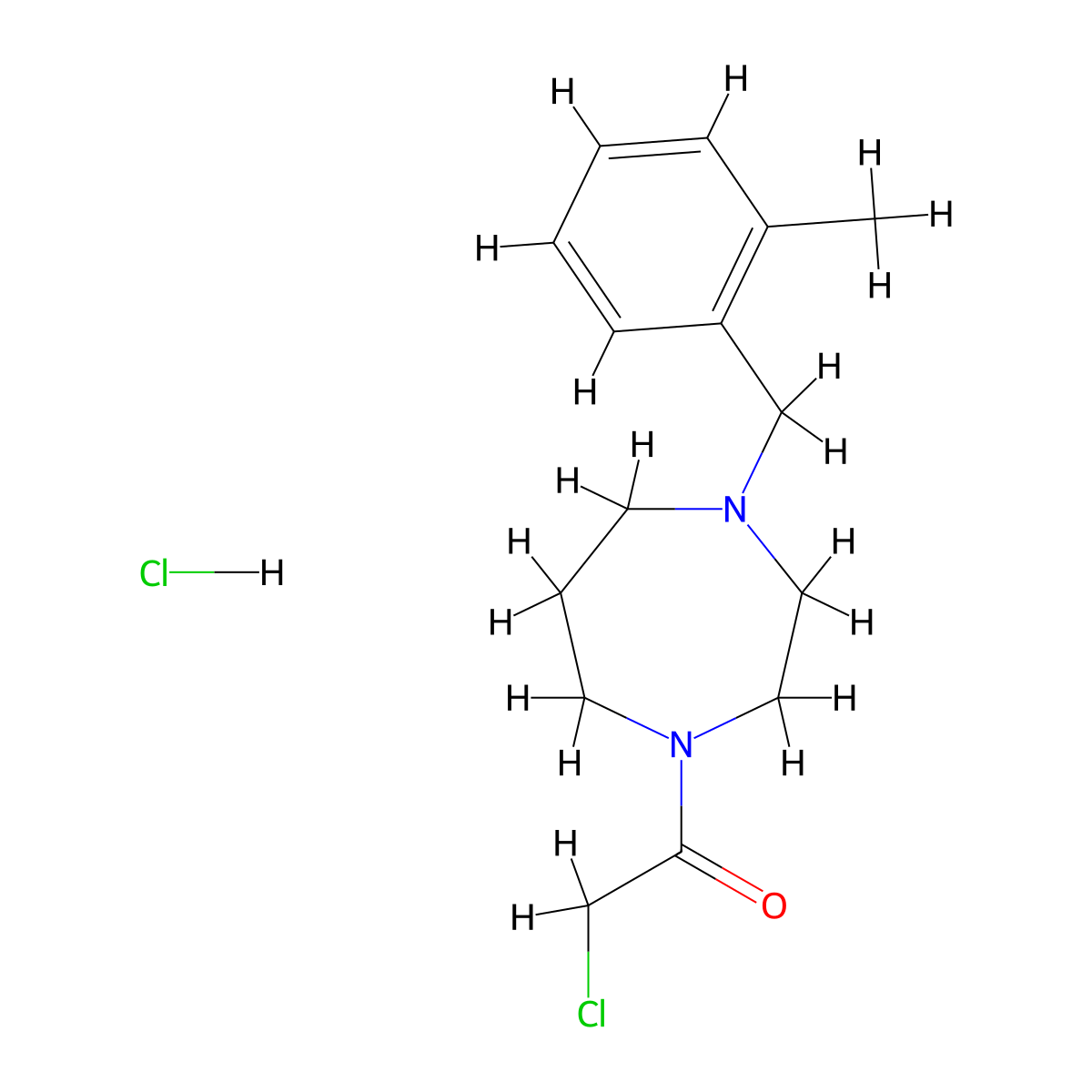 2-Chloro-1-{4-[(2-methylphenyl)methyl]-1,4-diazepan-1-yl}ethan-1-one hydrochloride molecular structure, CAS 1258639-93-8