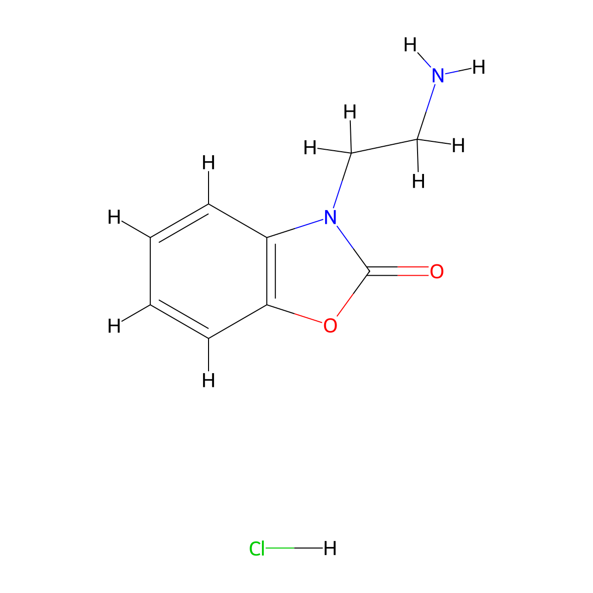 3-(2-Aminoethyl)-2,3-dihydro-1,3-benzoxazol-2-one hydrochloride molecular structure, CAS 1258640-03-7