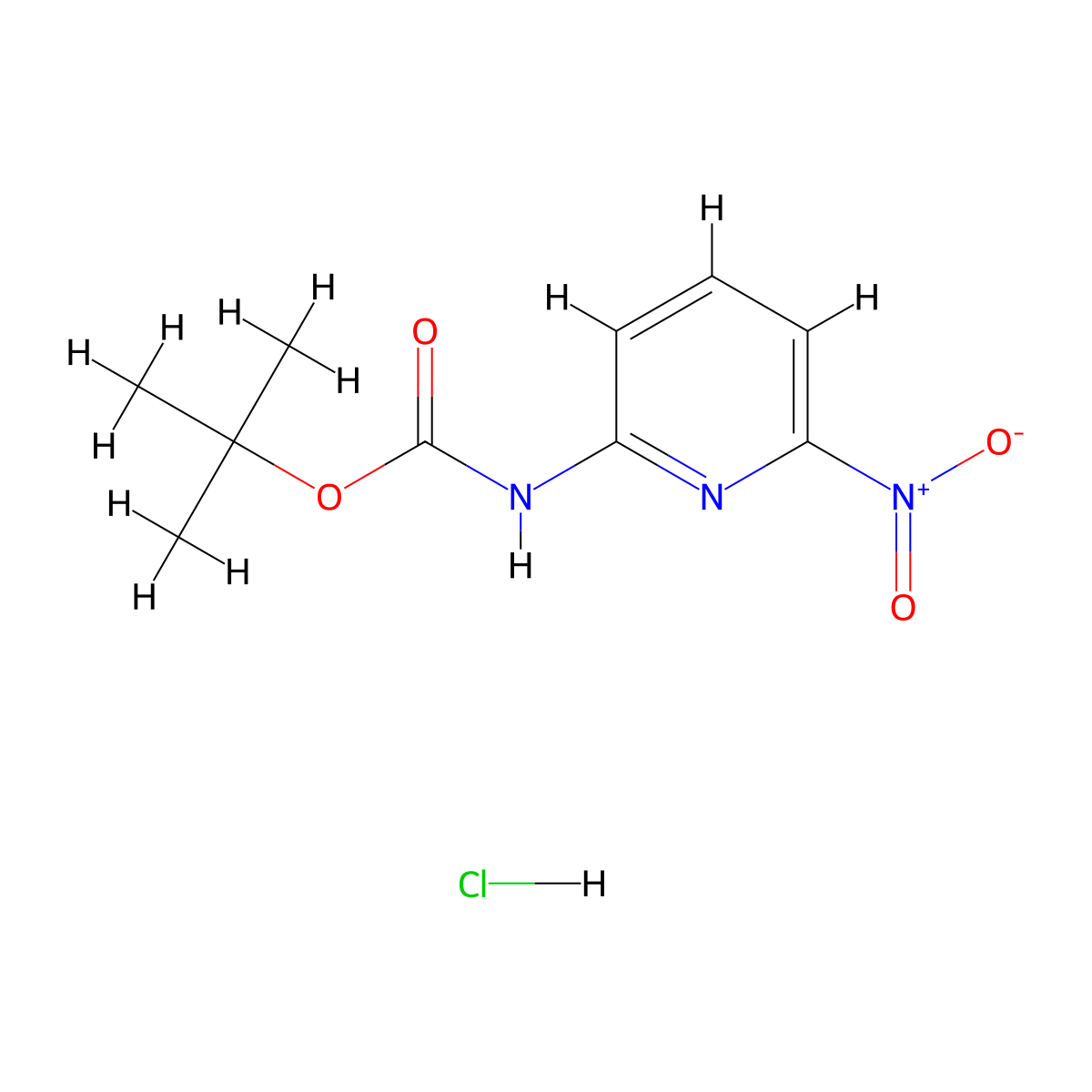 tert-Butyl (6-nitropyridin-2-yl)carbamate hydrochloride molecular structure, CAS 1258640-05-9
