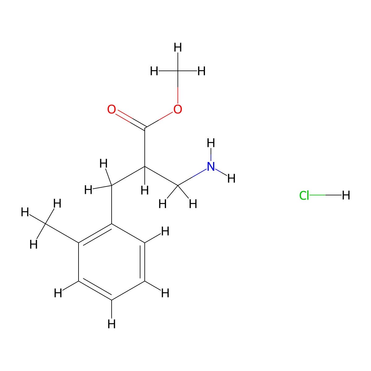 Methyl 3-amino-2-[(2-methylphenyl)methyl]propanoate hydrochloride molecular structure, CAS 1258640-06-0
