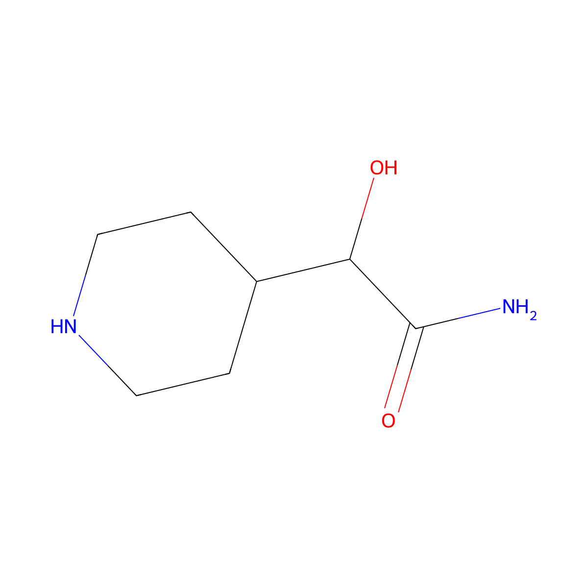 2-Hydroxy-2-(piperidin-4-yl)acetamide molecular structure, CAS 1258640-09-3