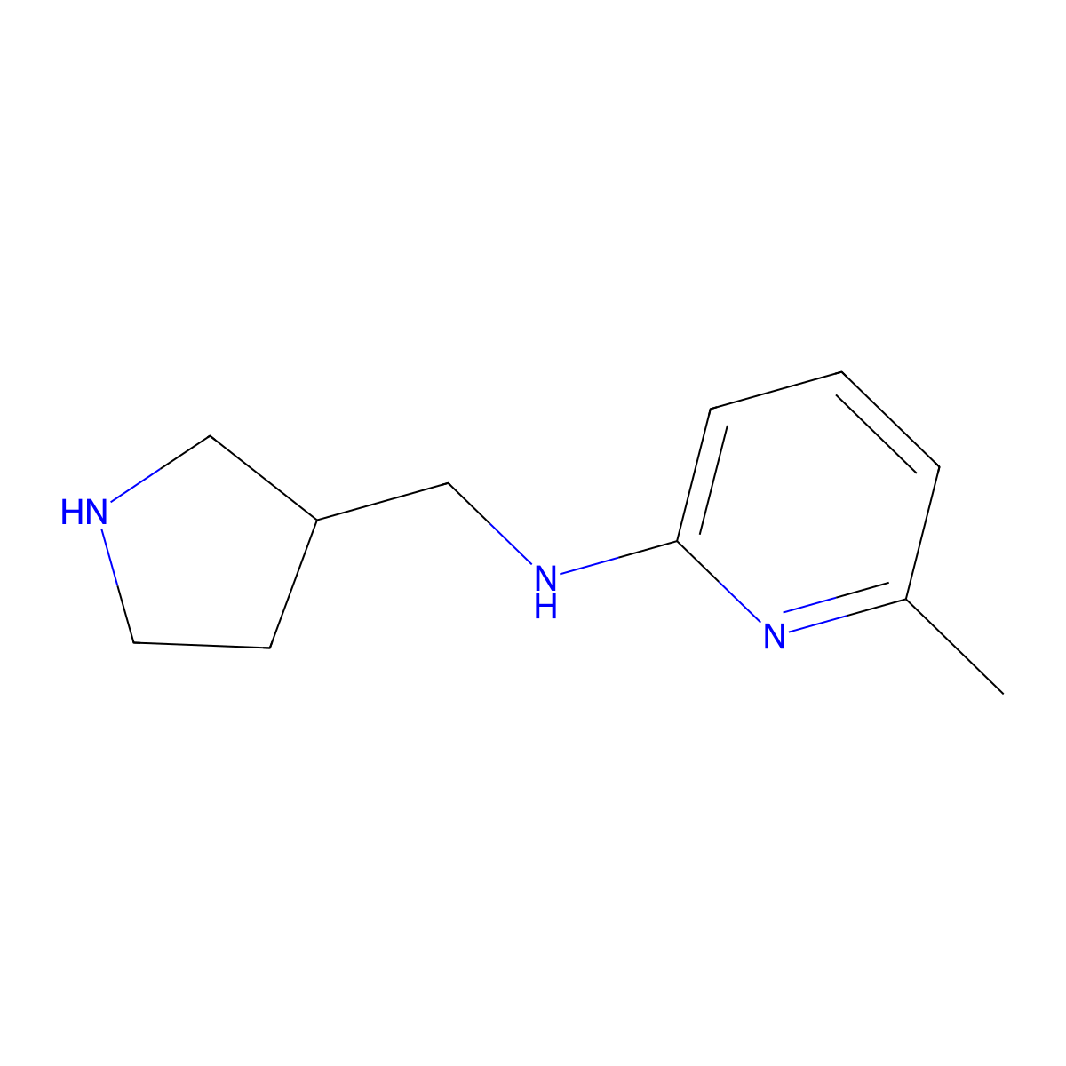6-methyl-N-[(pyrrolidin-3-yl)methyl]pyridin-2-amine molecular structure, CAS 1258640-10-6