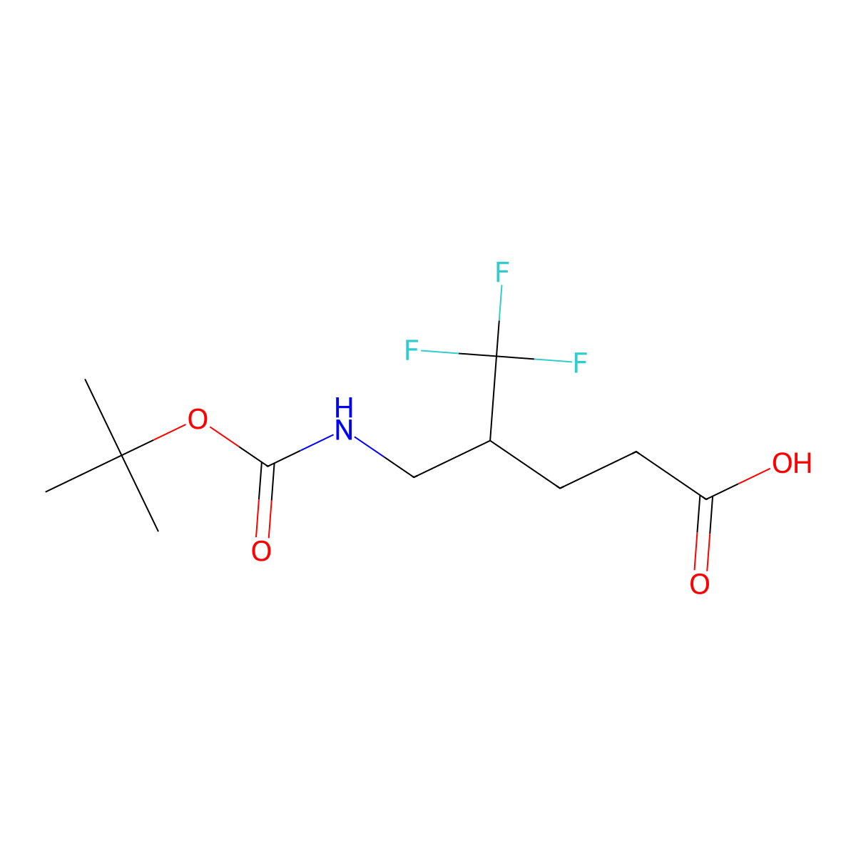4-({[(Tert-butoxy)carbonyl]amino}methyl)-5,5,5-trifluoropentanoic acid molecular structure, CAS 1258640-12-8