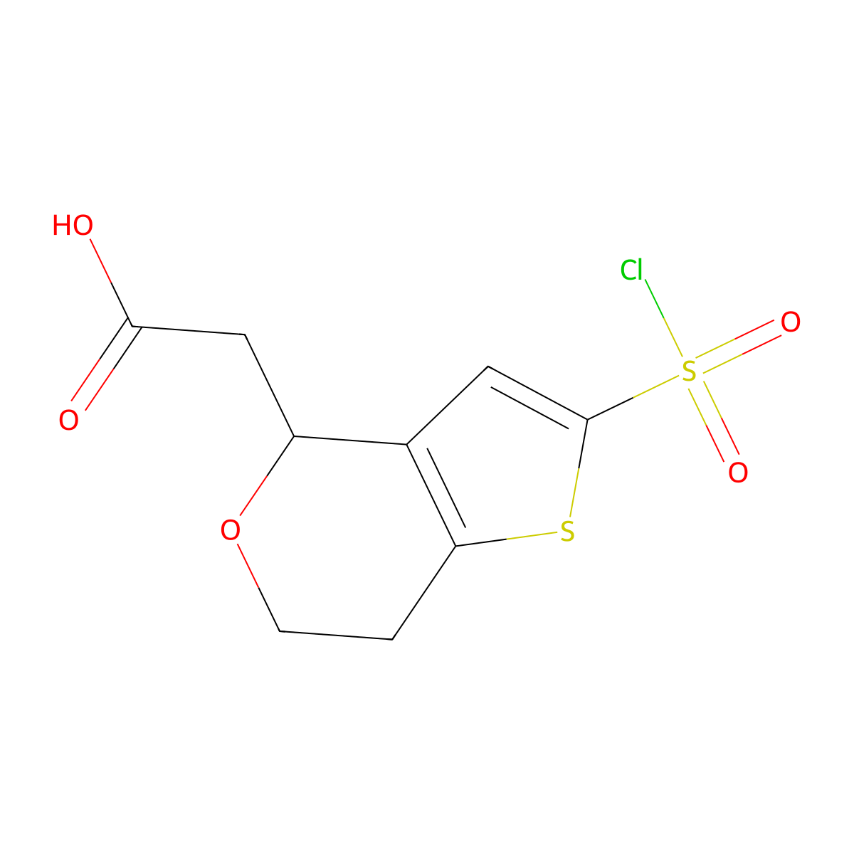 2-[2-(chlorosulfonyl)-4H,6H,7H-thieno[3,2-c]pyran-4-yl]acetic acid molecular structure, CAS 1258640-16-2