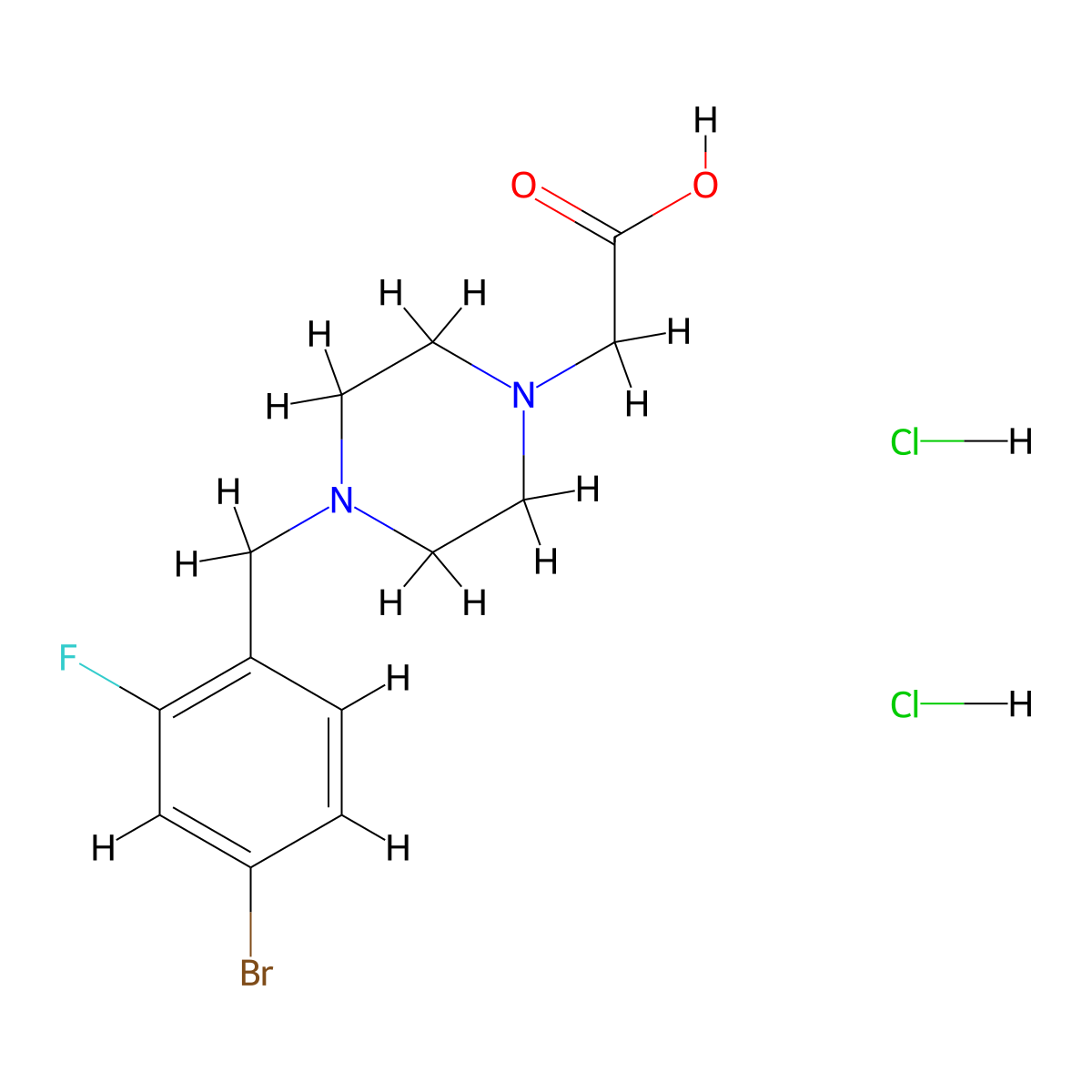 2-{4-[(4-Bromo-2-fluorophenyl)methyl]piperazin-1-yl}acetic acid dihydrochloride molecular structure, CAS 1258640-20-8