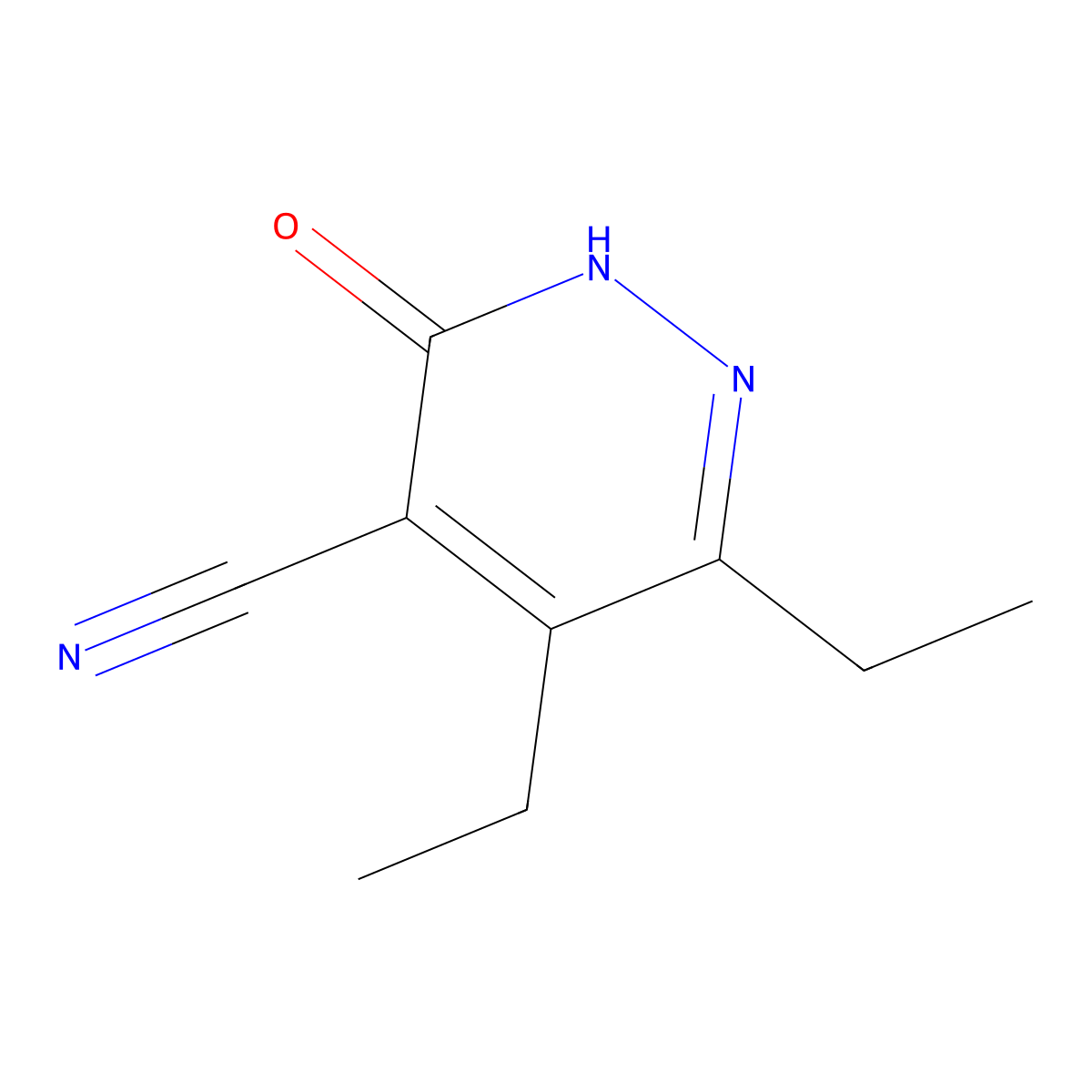 4-Pyridazinecarbonitrile, 5,6-diethyl-2,3-dihydro-3-oxo- molecular structure, CAS 1258640-21-9