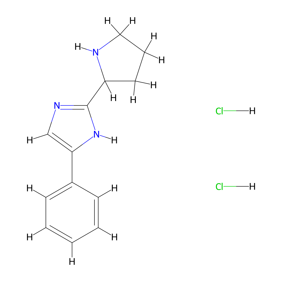 4-phenyl-2-(pyrrolidin-2-yl)-1H-imidazole dihydrochloride molecular structure, CAS 1258640-27-5
