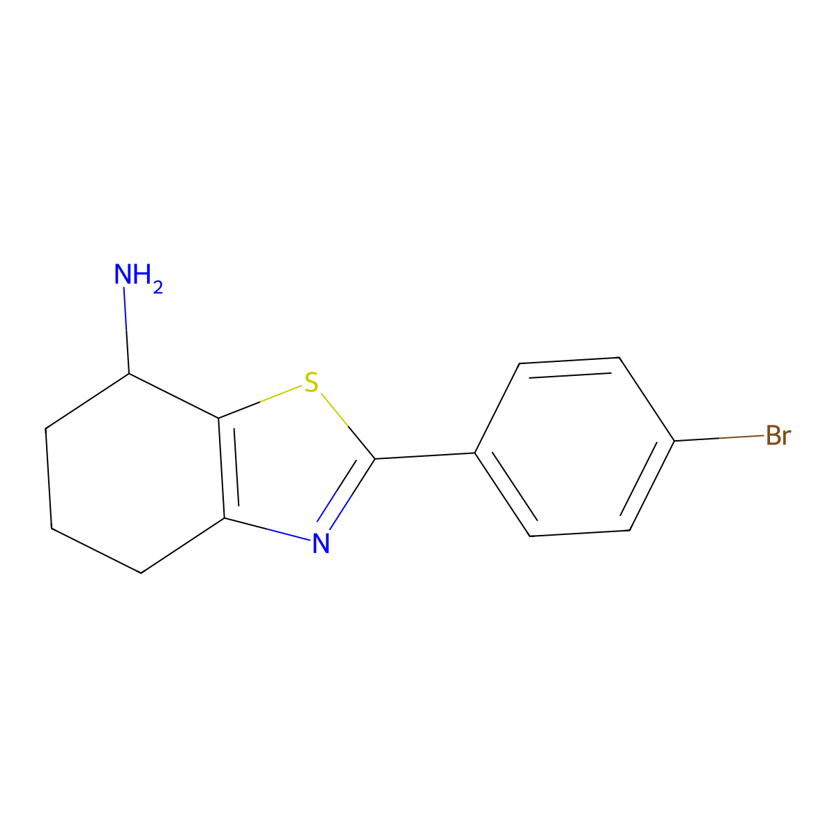 2-(4-Bromophenyl)-4,5,6,7-tetrahydro-1,3-benzothiazol-7-amine molecular structure, CAS 1258640-28-6