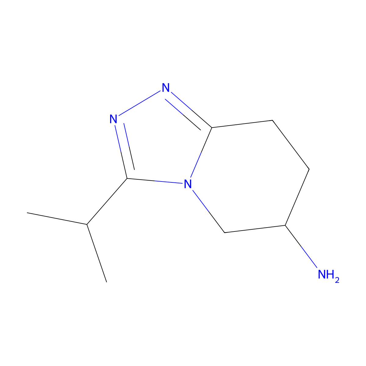 3-(propan-2-yl)-5H,6H,7H,8H-(1,2,4)triazolo(4,3-a)pyridin-6-amine molecular structure, CAS 1258640-30-0