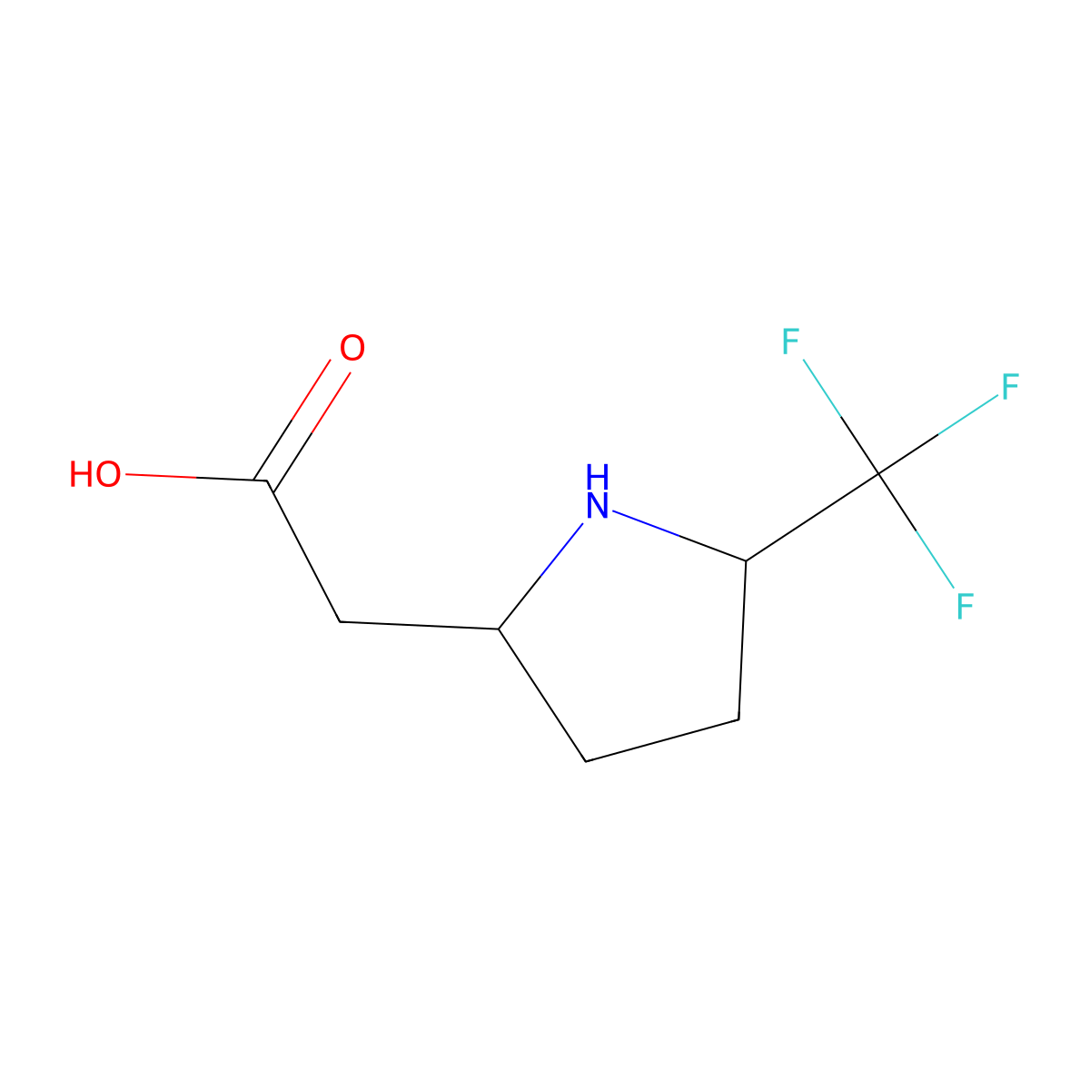 2-[5-(Trifluoromethyl)pyrrolidin-2-yl]acetic acid molecular structure, CAS 1258640-31-1