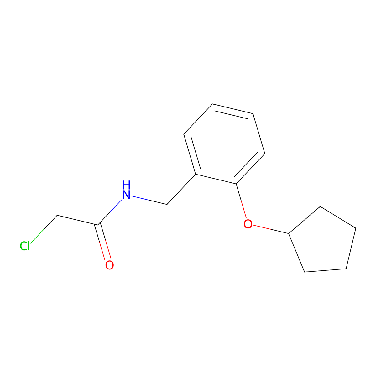 2-chloro-N-{[2-(cyclopentyloxy)phenyl]methyl}acetamide molecular structure, CAS 1258640-32-2