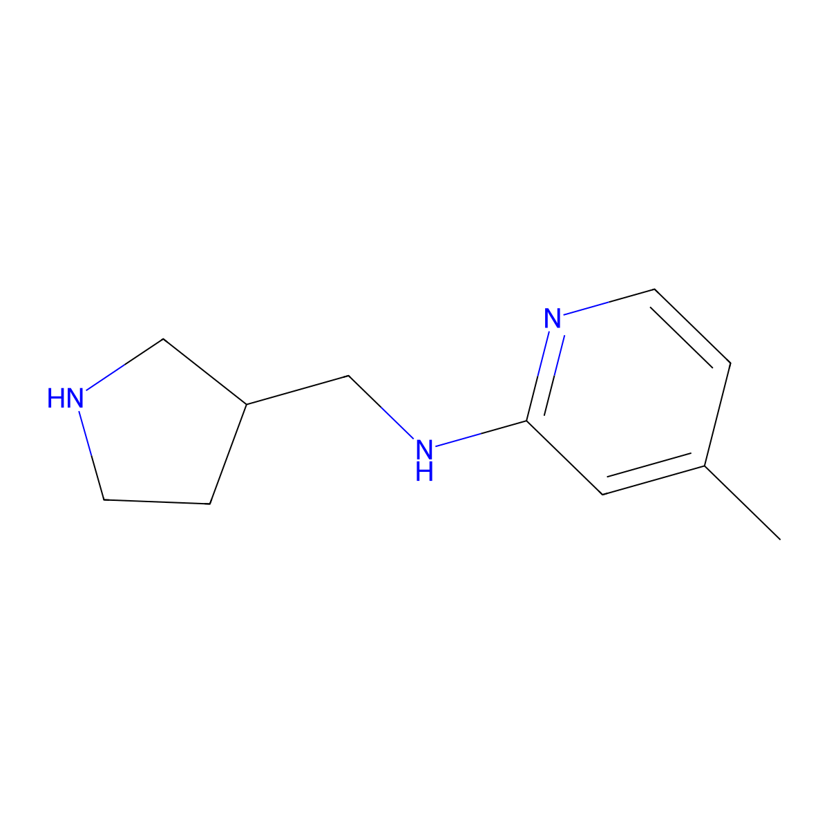 4-methyl-N-(pyrrolidin-3-ylmethyl)pyridin-2-amine molecular structure, CAS 1258640-36-6